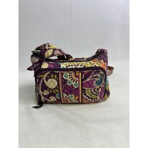 Boho Vera Bradley Womens Sm Purple Floral Paisley Quilted Cotton‎ Crossbody Bag